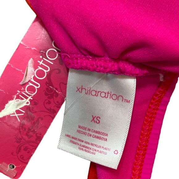 Xhilaration Red And Pink Colorblock Bikini Top, Juniors, Size XS, NWT - Picture 4 of 5